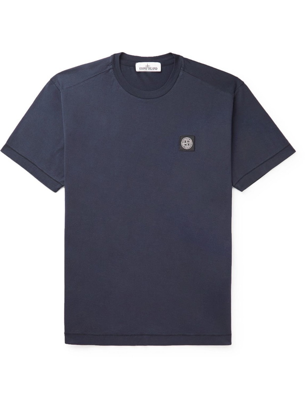 Photo: Stone Island - Logo-Appliquéd Cotton-Jersey T-Shirt - Blue