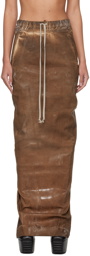 Rick Owens DRKSHDW Brown Pull On Pillar Denim Maxi Skirt