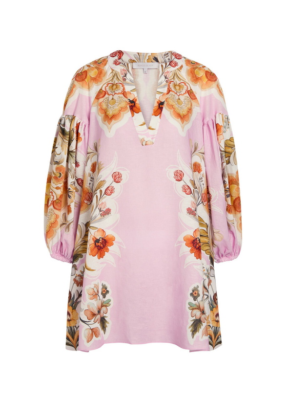 Photo: Borgo DE Nor Harlow Floral-print Linen and Cotton-blend Mini Dress Purple