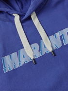 Isabel Marant - Flash Logo-Print Cotton-Blend Jersey Hoodie - Blue