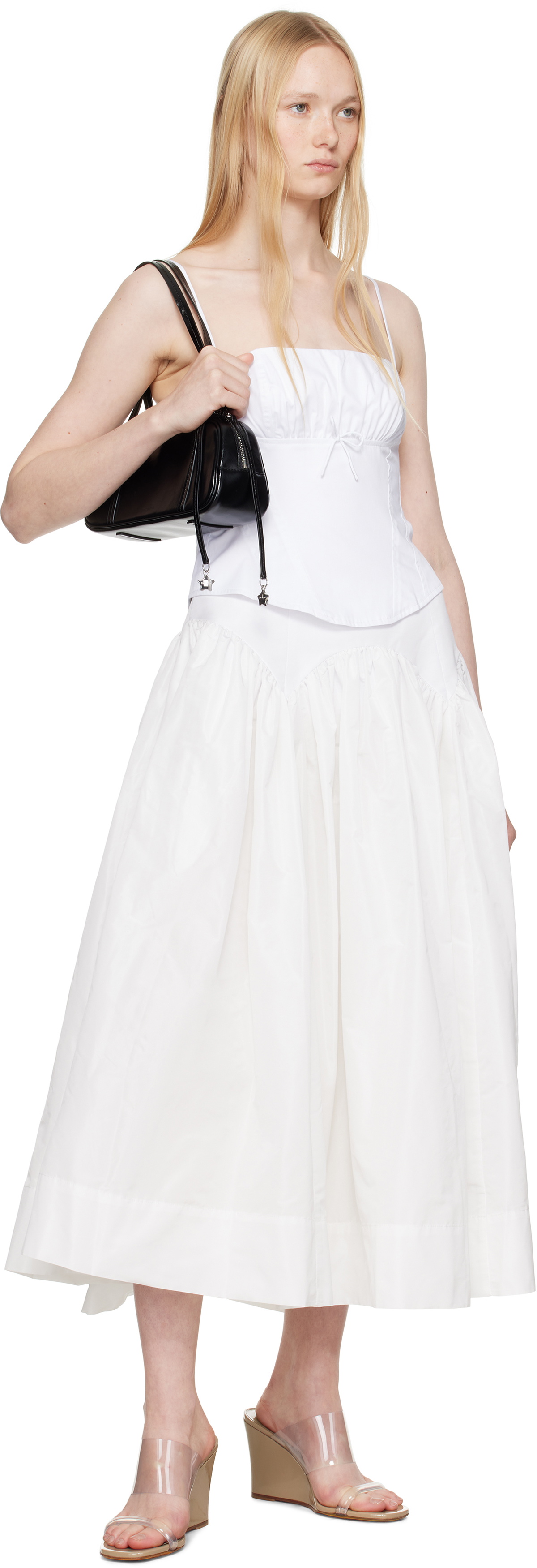 Sandy Liang White Torcello Midi Skirt