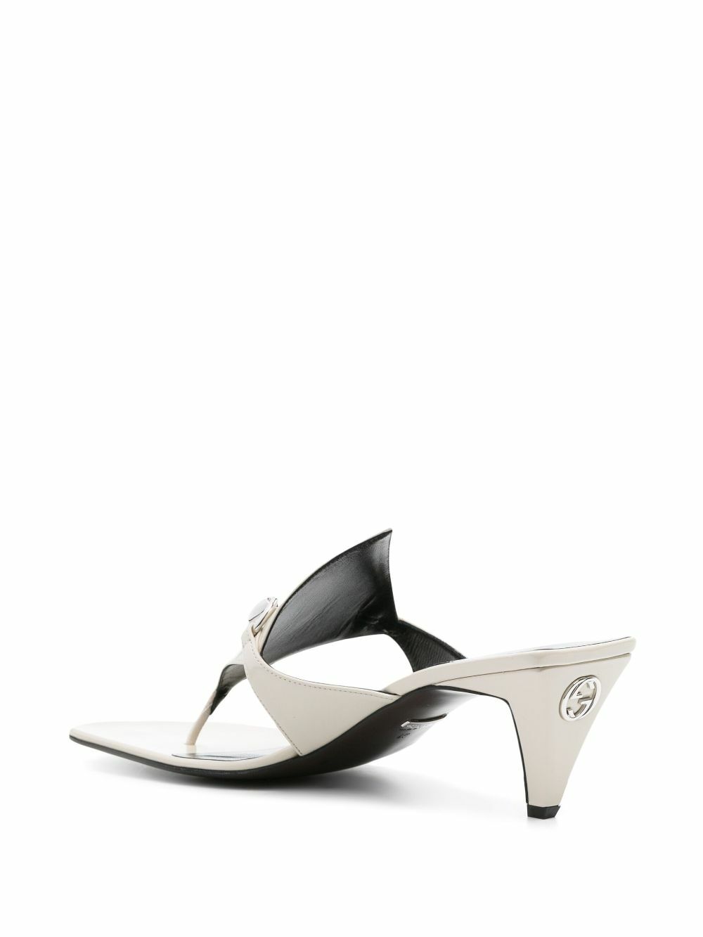 Gucci White 55 Horsebit Leather Sandals