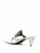 Gucci White 55 Horsebit Leather Sandals
