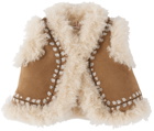 Bonpoint Baby Tan Embroidered Faux-Suede Vest