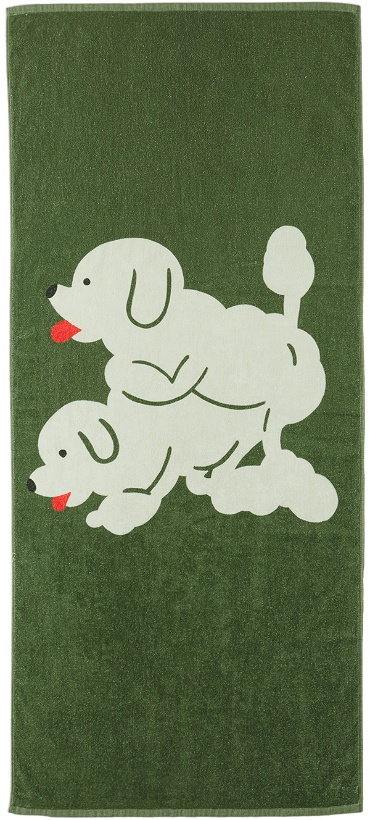 Photo: Carne Bollente SSENSE Exclusive Green All You Need Is Love Towel