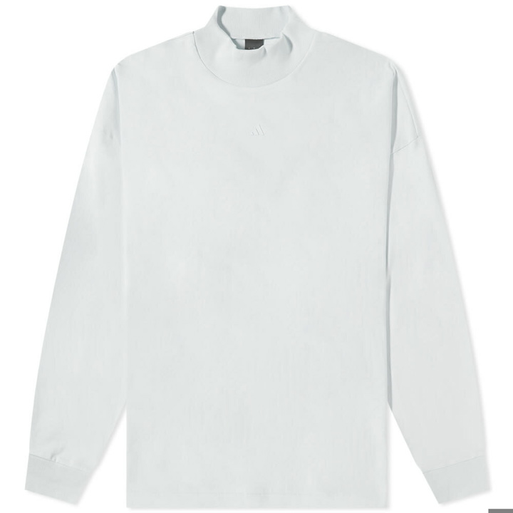 Photo: Adidas Men's Basketball Long Sleeve Back Logo T-Shirt in Metal Grey