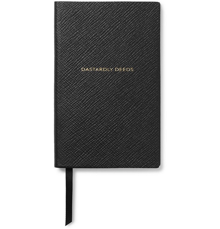 Photo: Smythson - Panama Dastardly Deeds Cross-Grain Leather Notebook - Black
