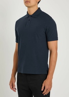Saint Laurent Logo-embroidered Piqué Cotton-blend Polo Shirt Navy
