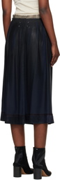 Maison Margiela Navy Foil-Treated Midi Skirt