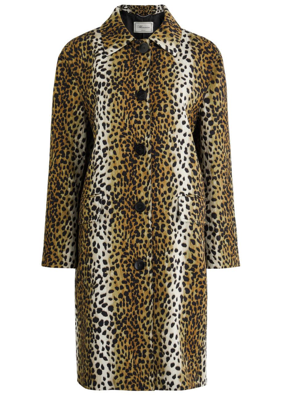 Blumarine Leopard-jacquard Cotton-blend Coat Blumarine