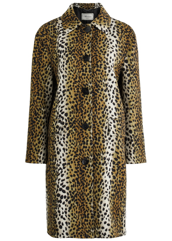 Photo: Blumarine Leopard-jacquard Cotton-blend Coat