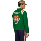Gucci Green Guccy Tiger Felt Bomber Jacket