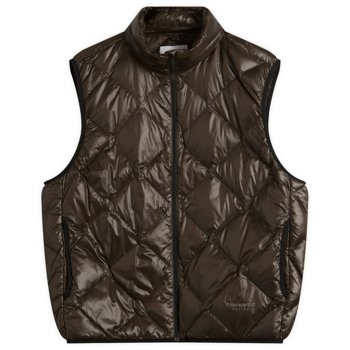 thisisneverthat Men's PERTEX Light Down Vest in Brown Black