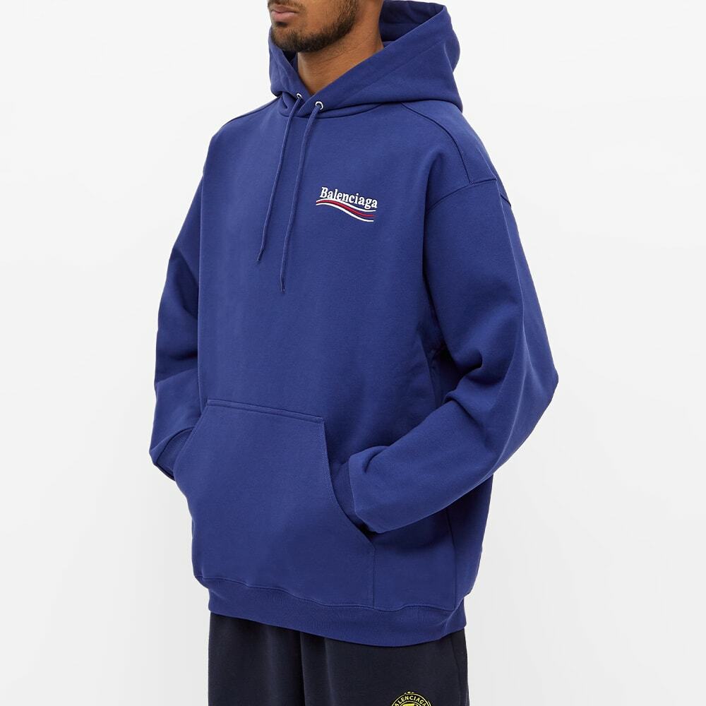 Balenciaga Men's Political Campaign Logo Popover Hoody in Pacific