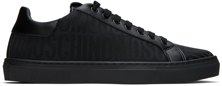 Photo: Moschino Black Jacquard Logo Sneakers