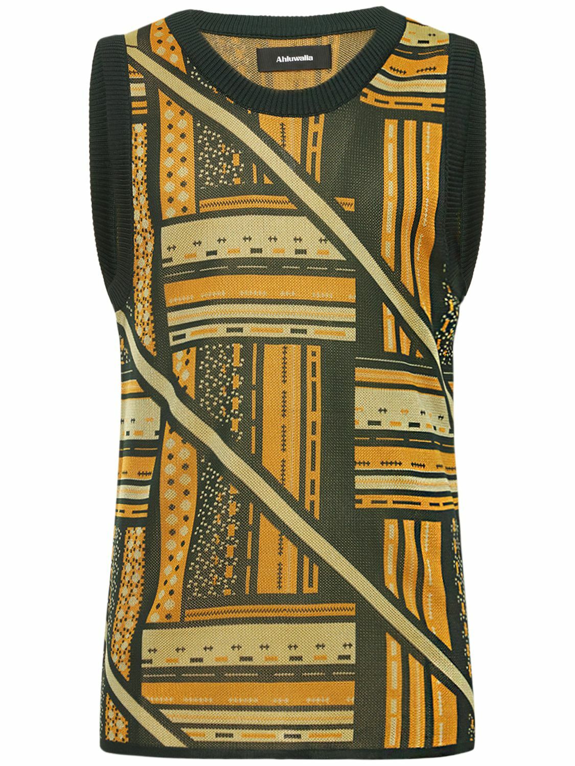 AHLUWALIA - Jacquard Viscose Knit Tank Top
