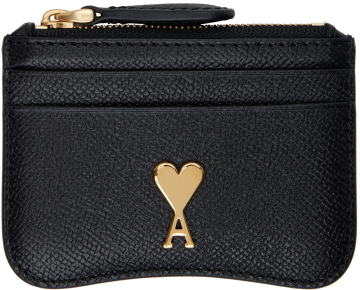 Photo: AMI Paris Black Paris Paris Zipped Card Holder