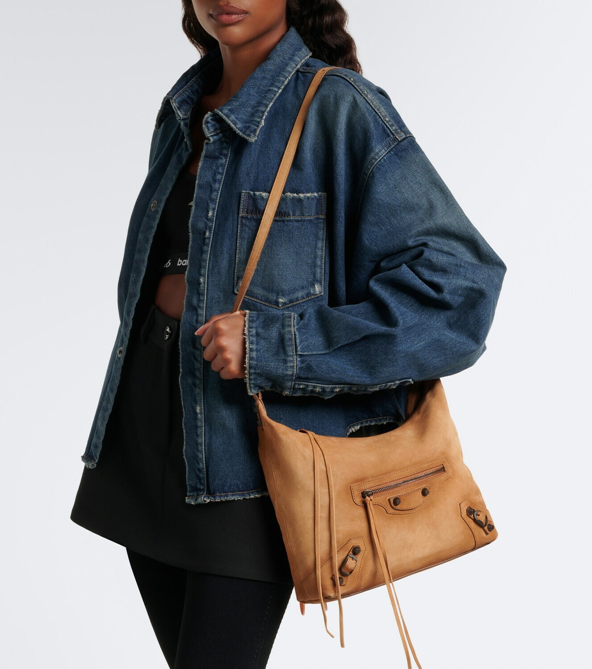 Balenciaga Le City Small suede shoulder bag