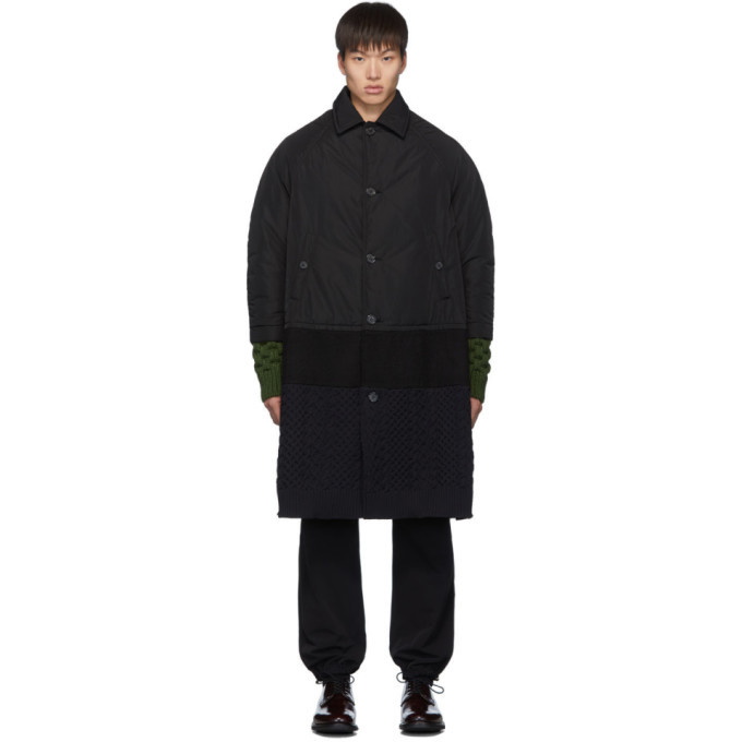 Photo: Undercover Black Wool Multi Fabric Coat