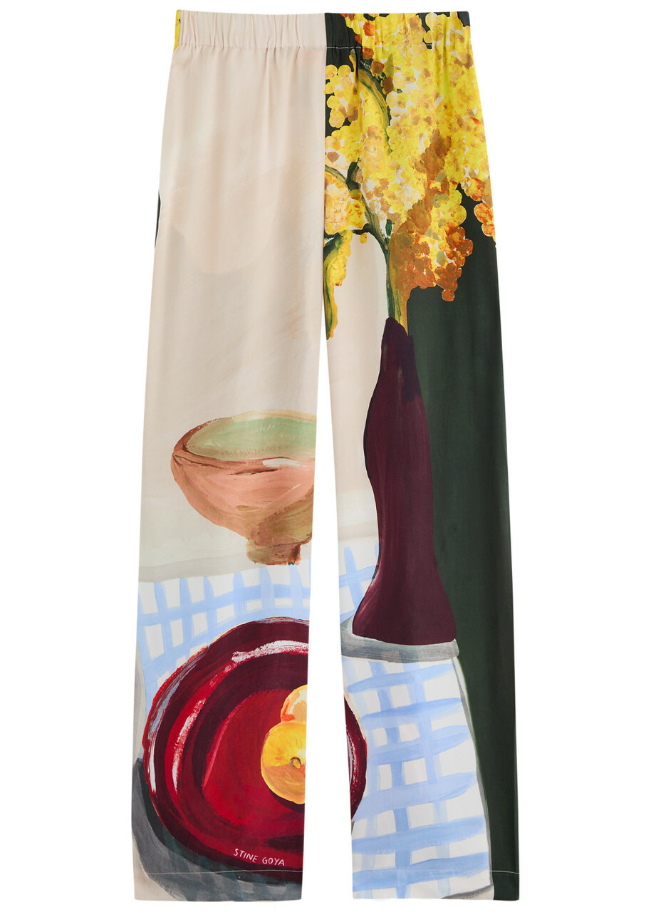 Stine Goya Printed Matte Satin Trousers Multicoloured 1