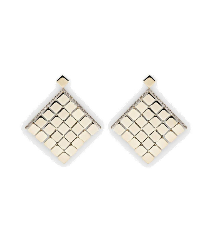 Photo: Ileana Makri Tile Curtain 18kt gold earrings with champagne diamonds