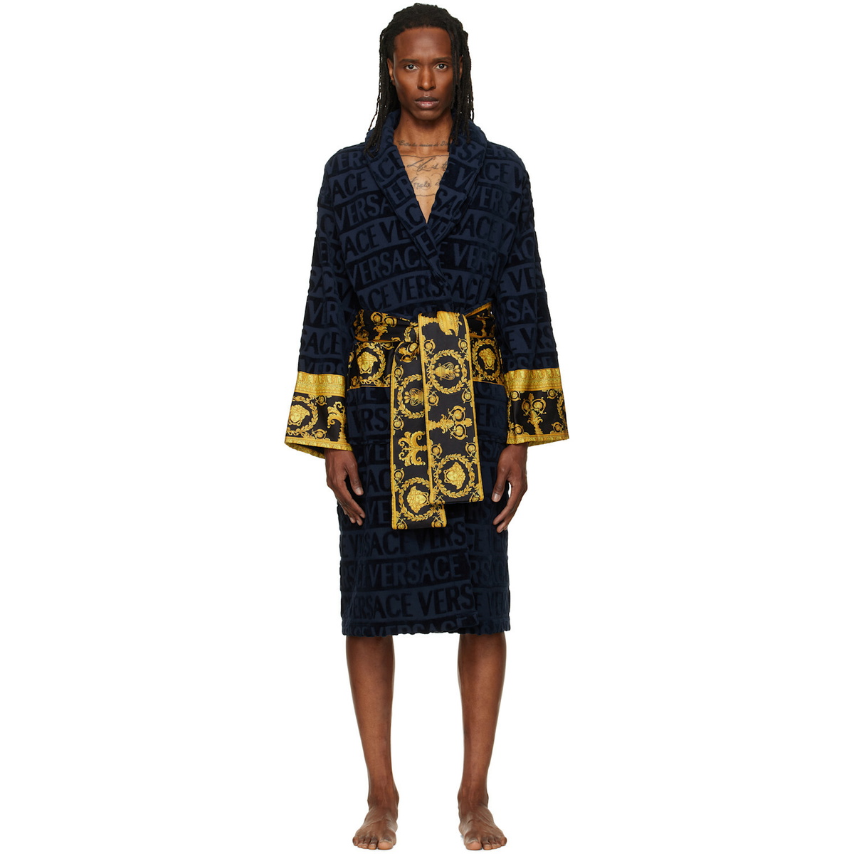Versace Navy 'I Heart Baroque' Bathrobe