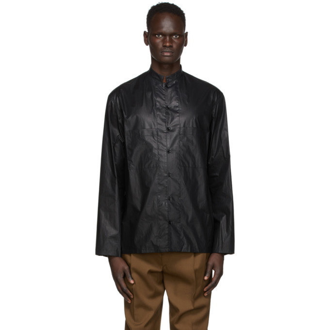 Photo: Lemaire Black Chintz Stand Collar Shirt