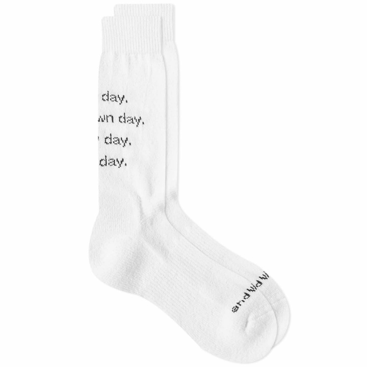 Photo: And Wander Men's PE/CO Pile Sock in Off White