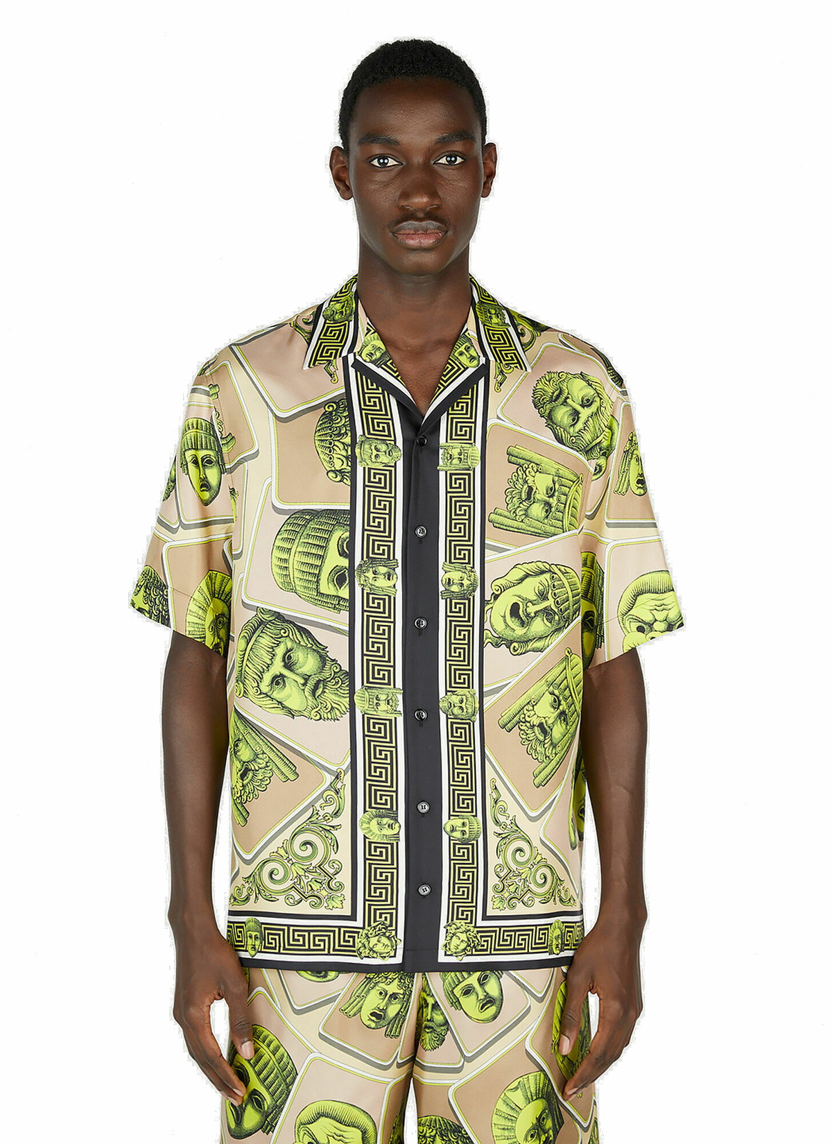 Versace - Mask Silk Shirt in Beige Versace