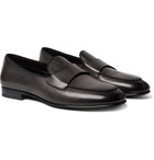 Santoni - Burnished-Leather Tasselled Loafers - Gray