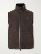 Moncler - Rysfen Logo-Appliquéd Leather-Trimmed Shearling and Quilted Shell Down Gilet - Brown