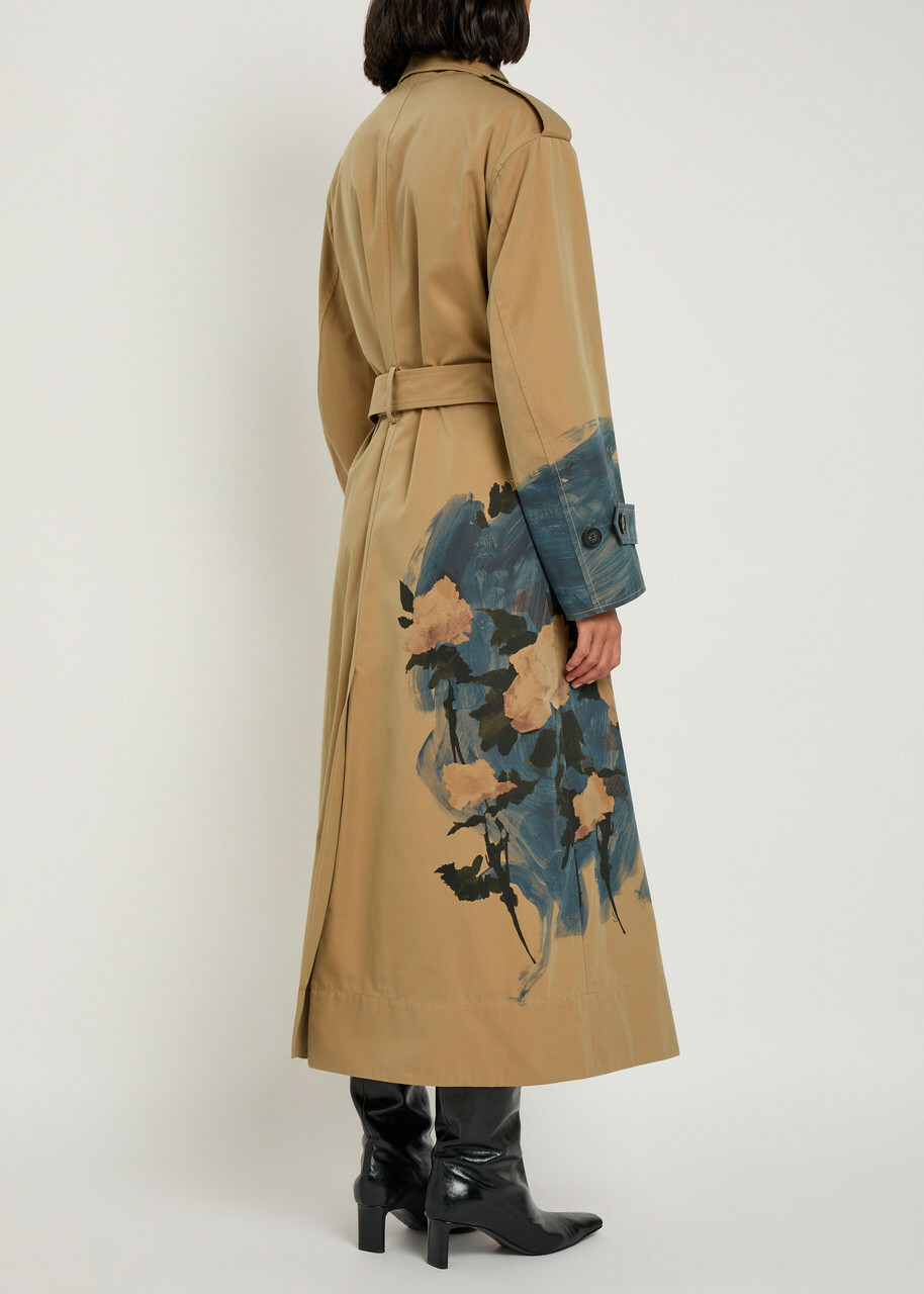 Erdem Printed Belted Cotton Trench Coat Multi Floral