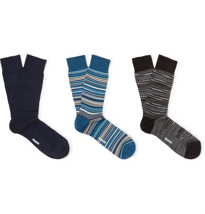 Photo: Missoni - Three-Pack Cotton-Blend Socks - Men - Multi