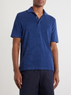FEDELI - Mondial Cotton-Terry Polo Shirt - Blue