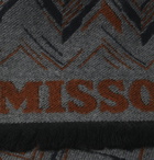 Missoni - Logo-Intarsia Fringed Wool Scarf - Black