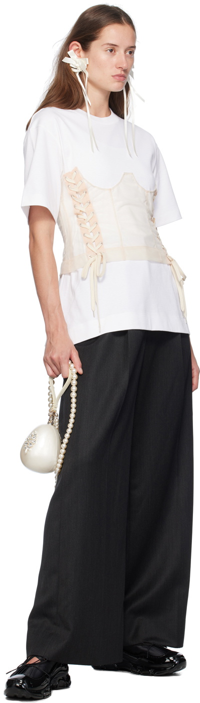 Simone Rocha White Corset Panel Boxy T-Shirt Simone Rocha