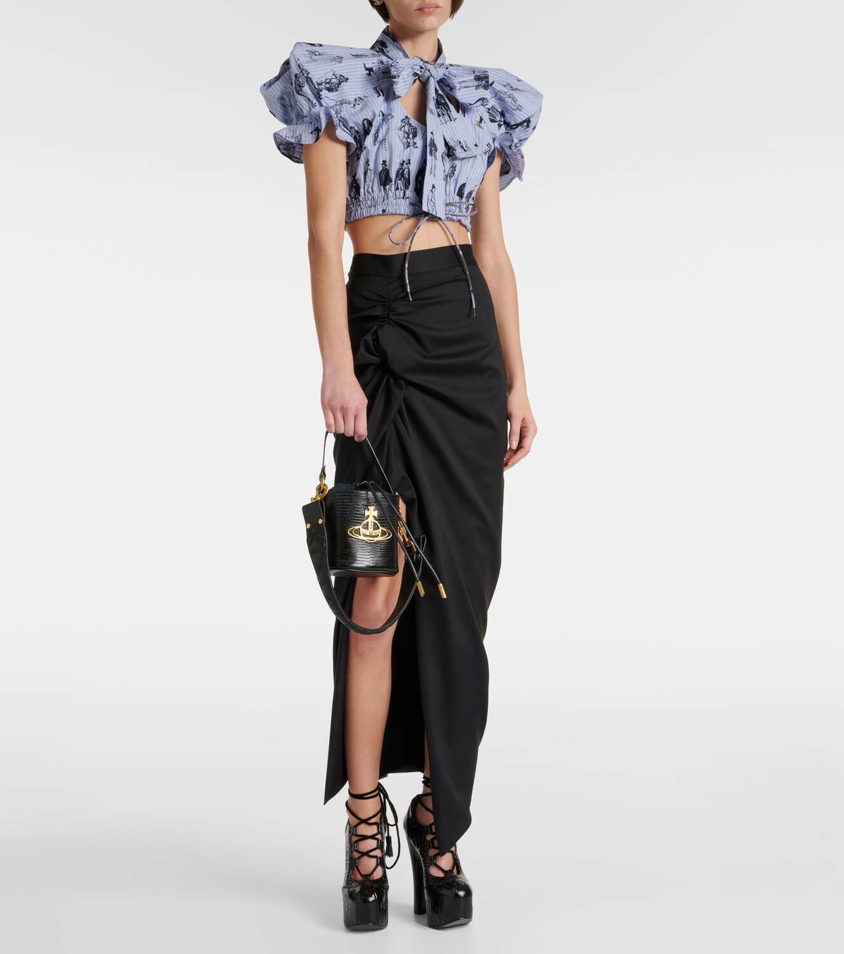 トップス Vivienne Westwood Vivienne Westwood Printed tie-neck cotton cropped top Vivienne