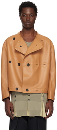 T/SEHNE Orange Button Leather Jacket