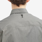 AMI Paris Men's Stripe Boxy Short Sleeve Shirt in Black/Chalk