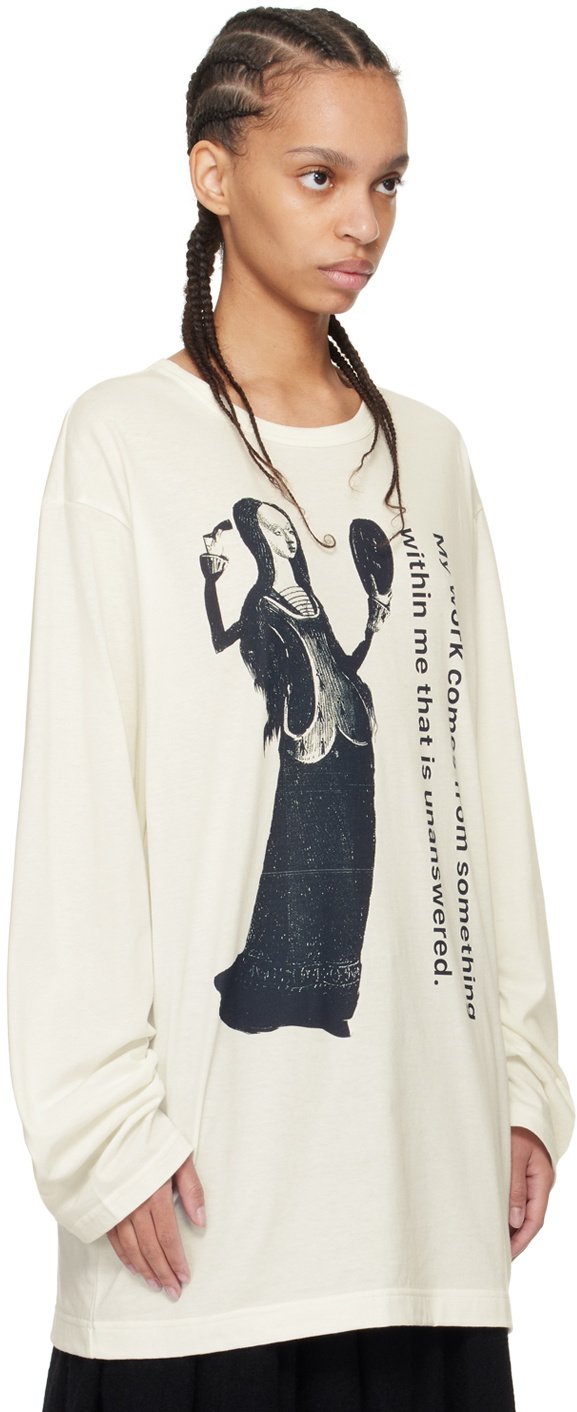 YOHJI YAMAMOTO Off-White Graphic Long Sleeve T-Shirt