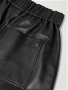 AMI PARIS - Straight-Leg Leather Bermuda Shorts - Black