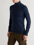 MAN 1924 - Logo-Print Cotton-Jersey Rollneck T-Shirt - Blue