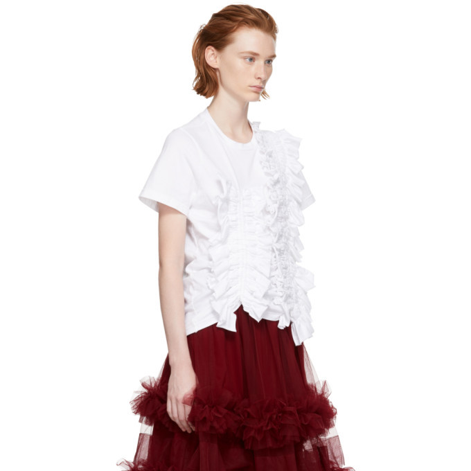 Chika Kisada White Shirred Panel T-Shirt
