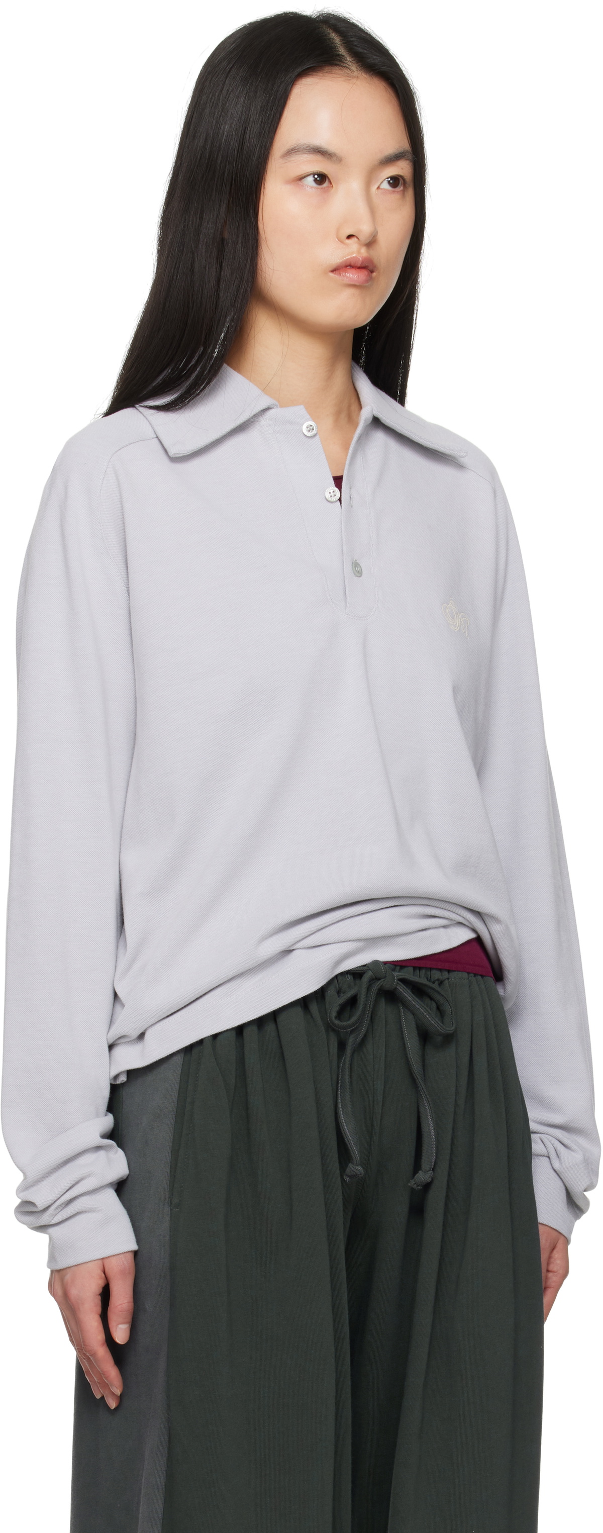 Serapis Gray Sailor Long Sleeve Polo