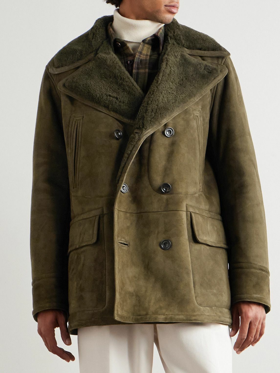 Ralph Lauren Purple label - Double-Breasted Shearling Jacket - Green