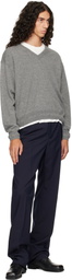 Jil Sander Gray LS V-Neck Sweater