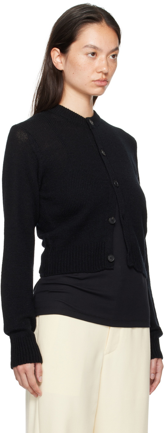 AURALEE Black Wool Cashmere Silk Knit Cardigan Auralee
