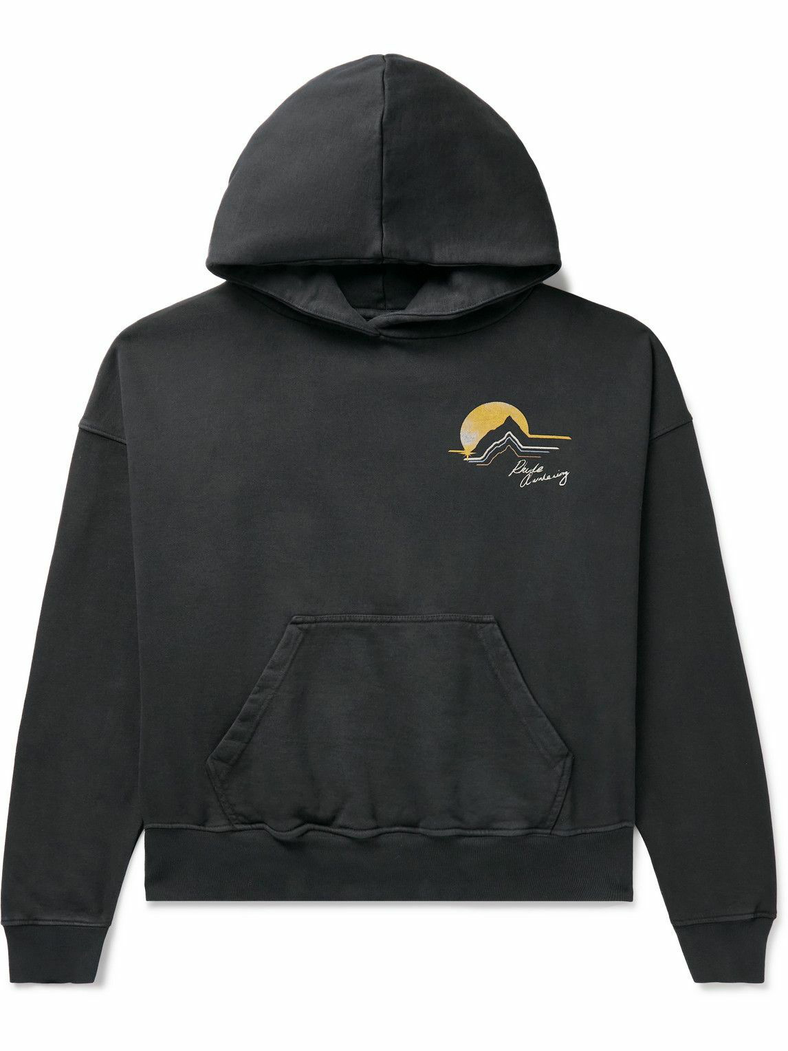 logo-print cotton hoodie in black
