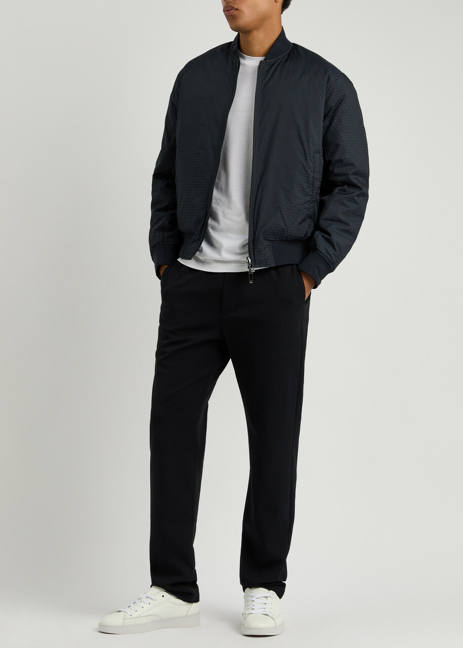 Emporio Armani Logo Reversible Nylon Bomber Jacket Navy