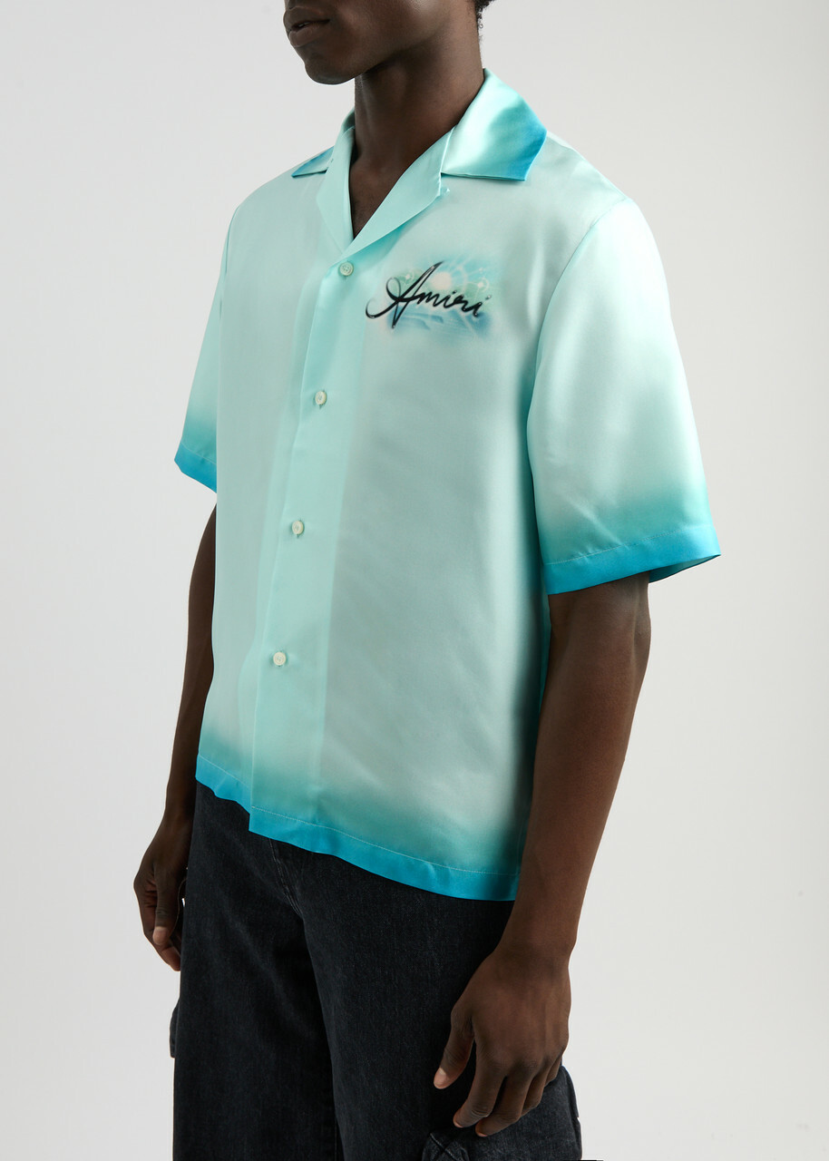 Amiri Resort Club Printed Silk-satin Shirt Blue Amiri